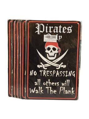 6 Pack Pirates Only "No Trespassing" Golden Era Retro Tin 8X12 Sign New